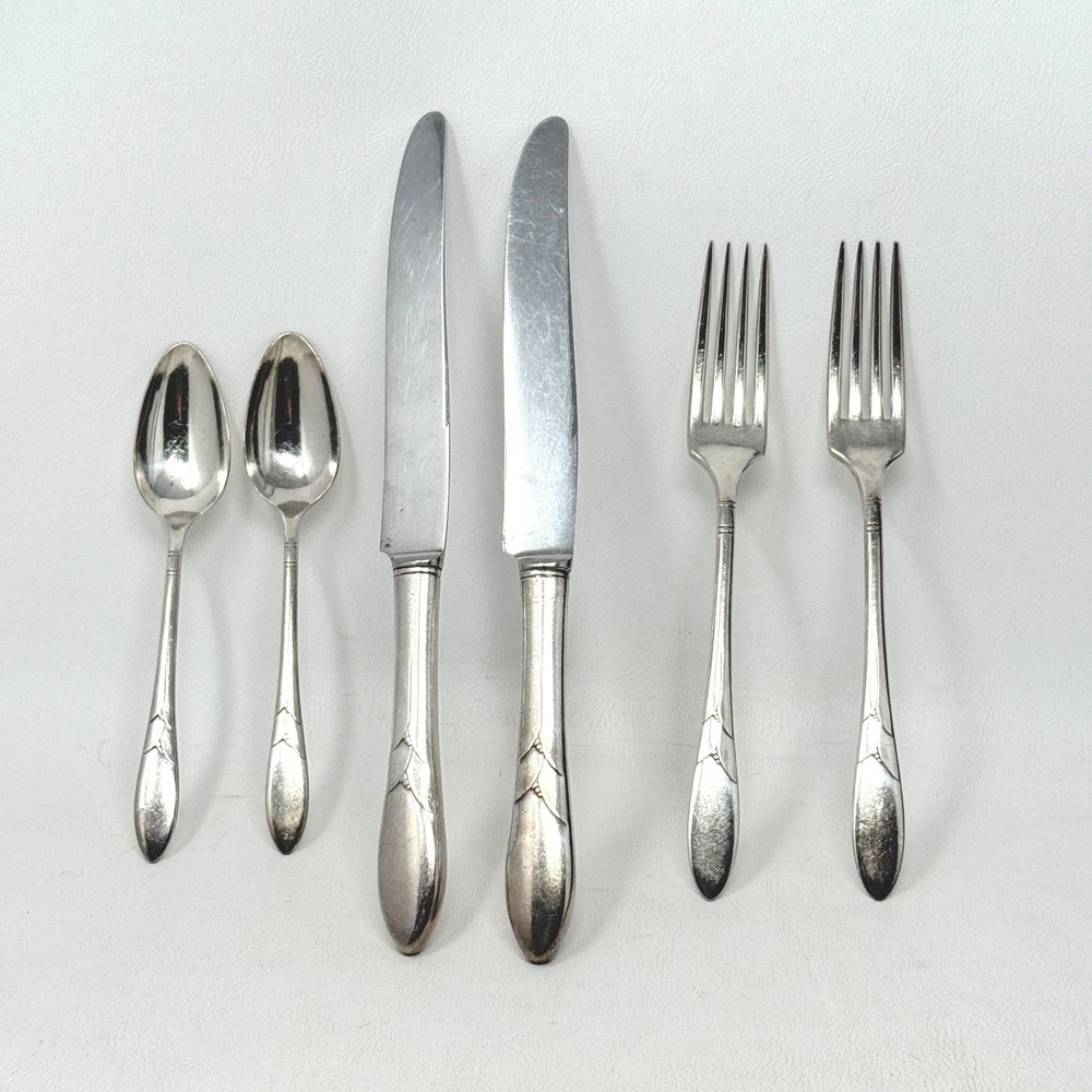 Lady Hamilton Oneida 1932 Silverplate 6 Pc 2 Ea French Knife Dinner Fork Spoon